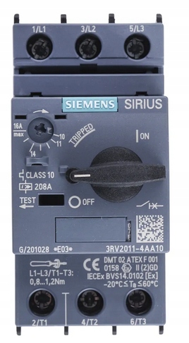 Motorový Vypínač 3-FÁZOVÝ 7,5 kW S00 10-16A Siemens Sirius 3RV2011-4AA10