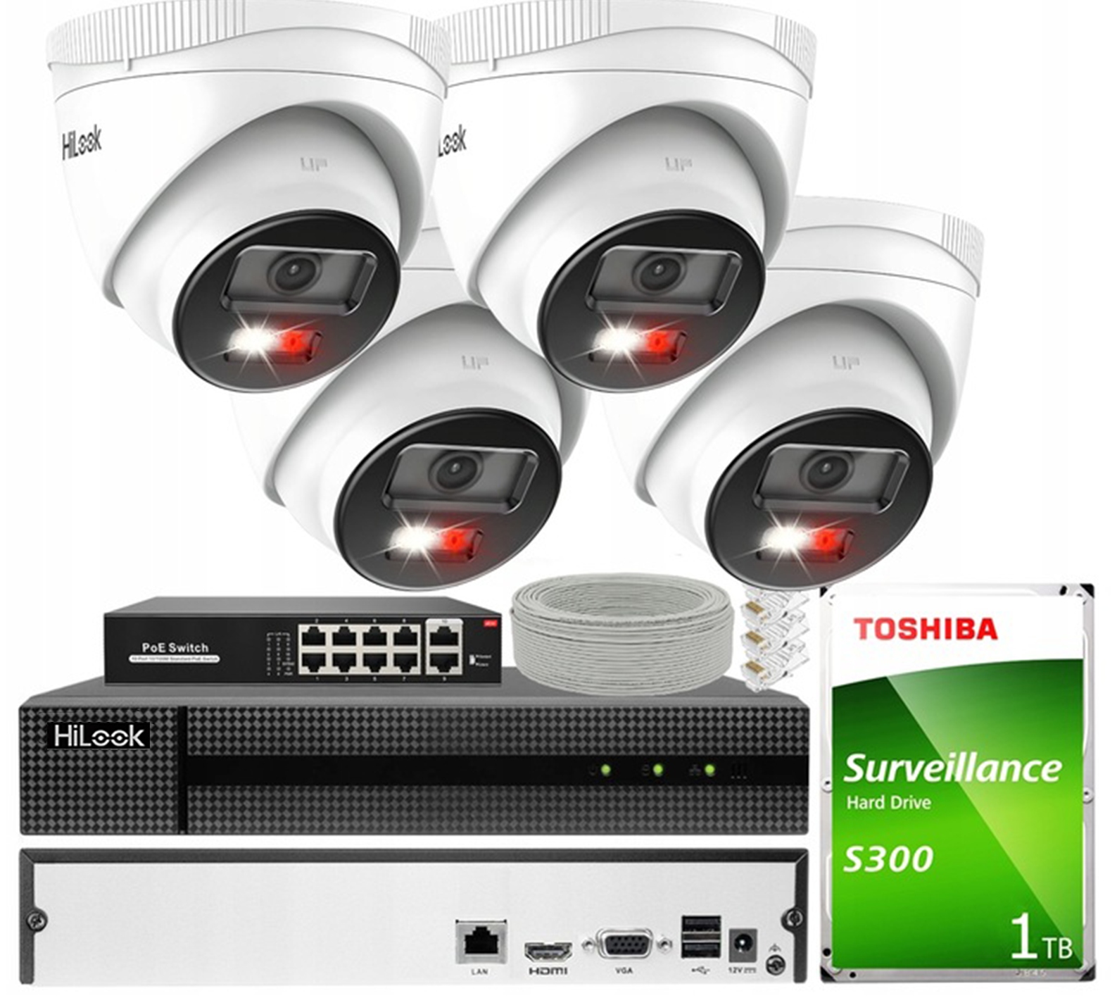 Sada pro monitorování Ip 4MPx Hybrid Light 4 kamery Poe Hilook od společnosti Hikvision