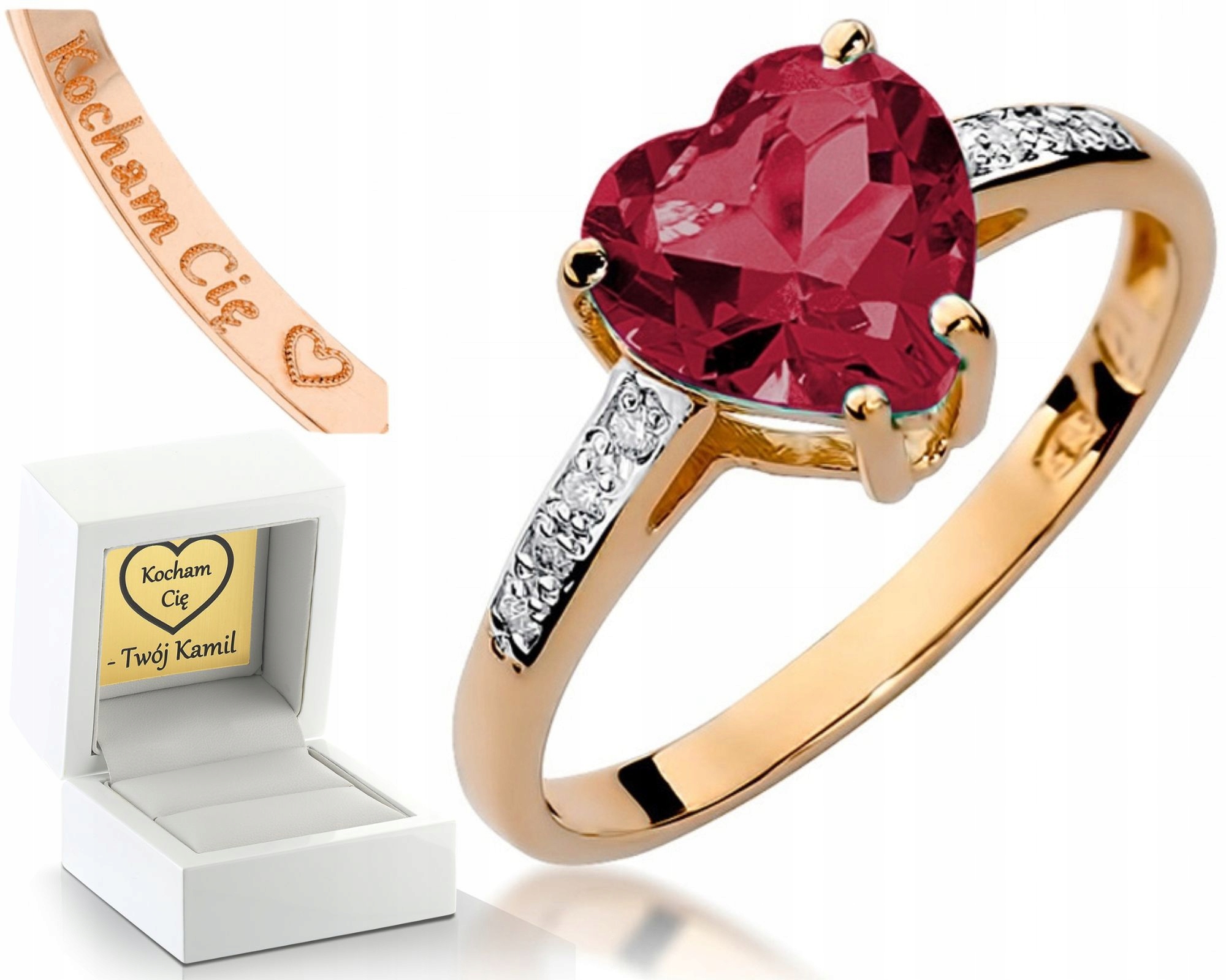 Růžové Zlato Prstýnek Rubín A Brilianty 585