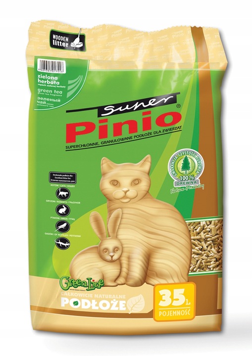 Levně Stelivo dřevěné Pinio Zelený Čaj 35 L