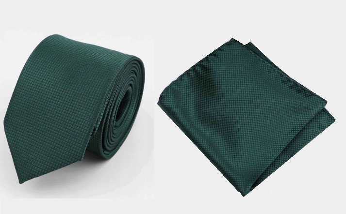 

Krawat męski zielony butelkowa zieleń Poszetka