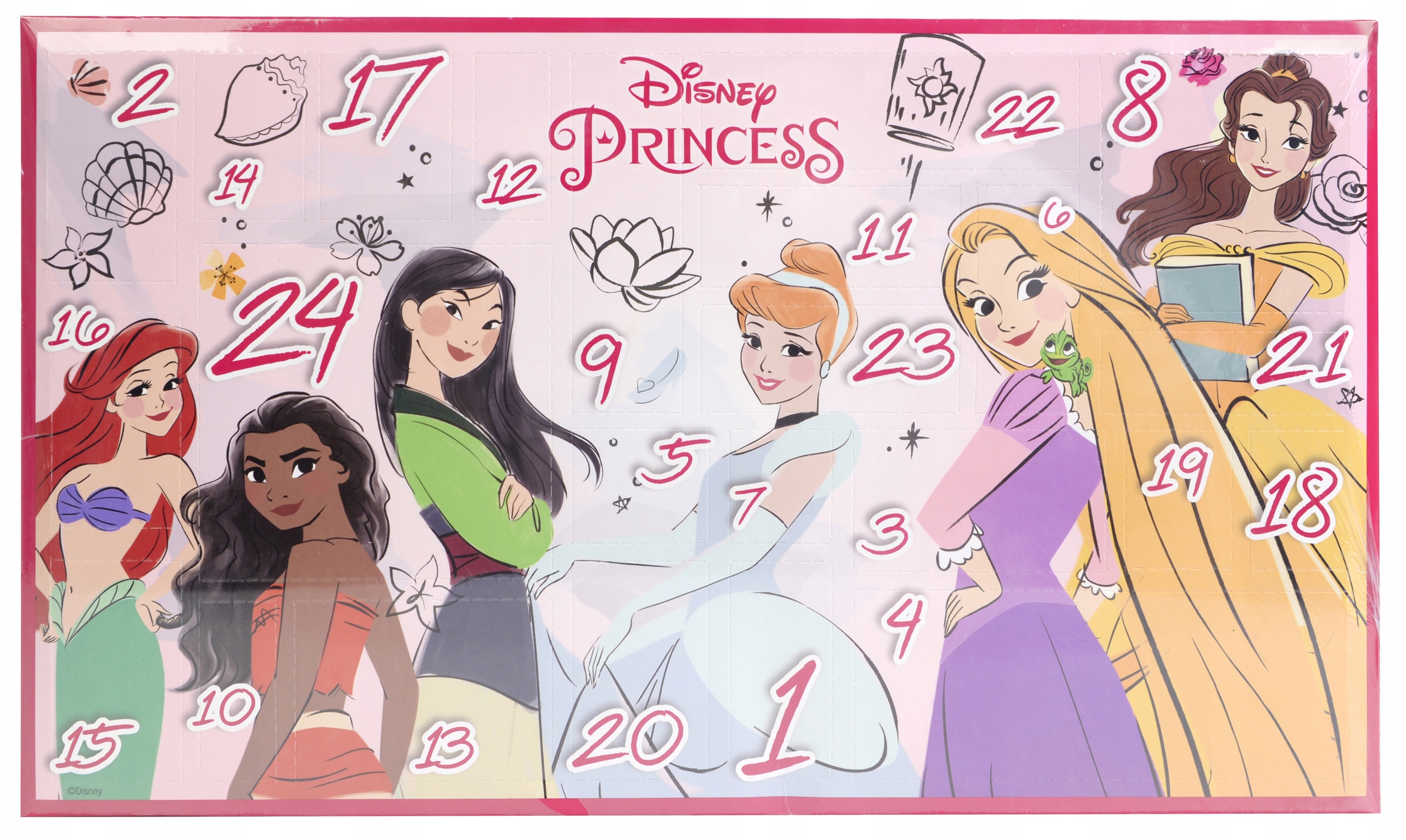 Адвент-календарь Markwins Disney Princess, детская косметика, лаки для ногтей и зеркальце, от 3 лет