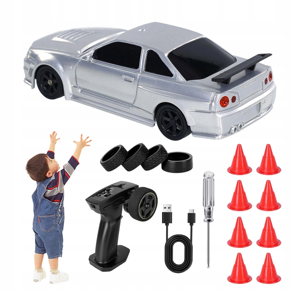 Samochód Wyścigowy Rc Drift 4WD 1:43 Żyroskop 2.4GHZ Led Type-c