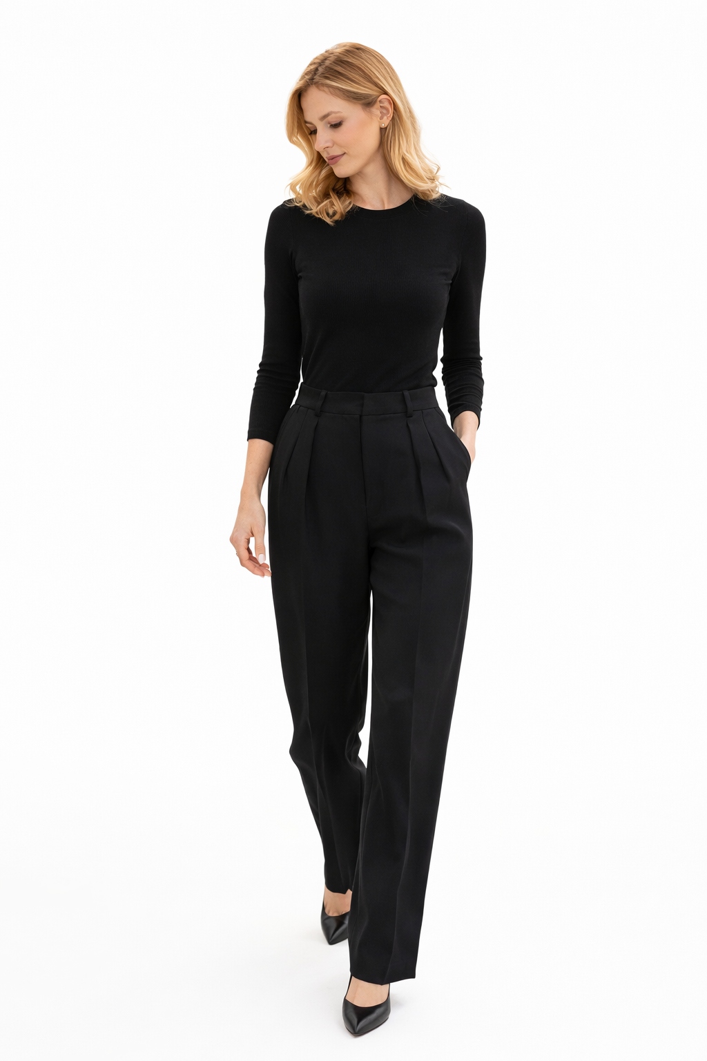 Elisabetta Franchi Černé Kalhoty S Zlatými Knoflíky 38 I1E