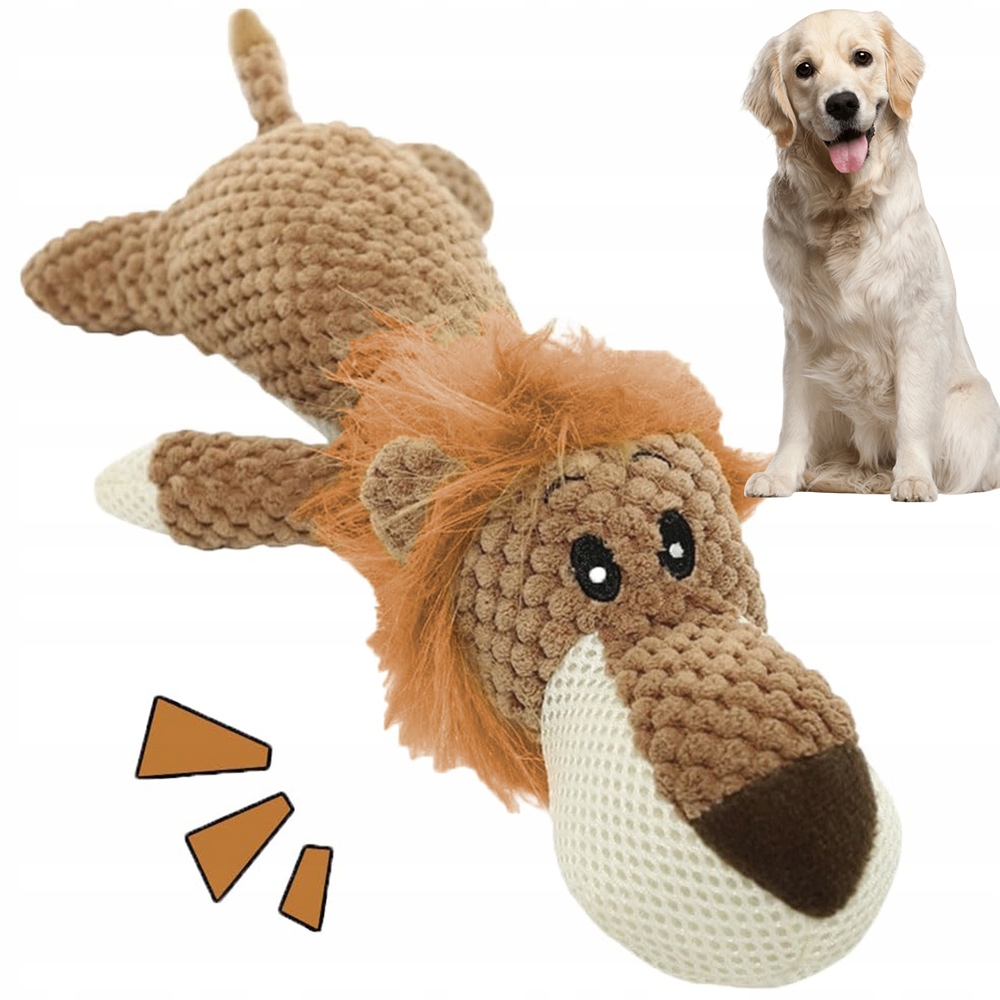 Levně Hračka Pro Psy Velký Plyšový Lev Antistresová Interaktivní Hračka 36 CM