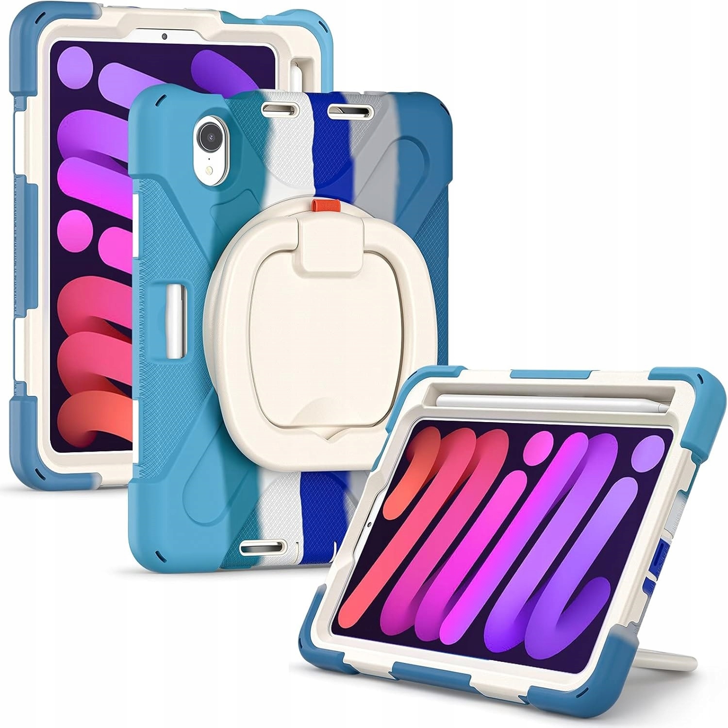 Pouzdro pro iPad Mini 6 8.3" s podstavcem a prostorem pro Dotykové Pero, modré