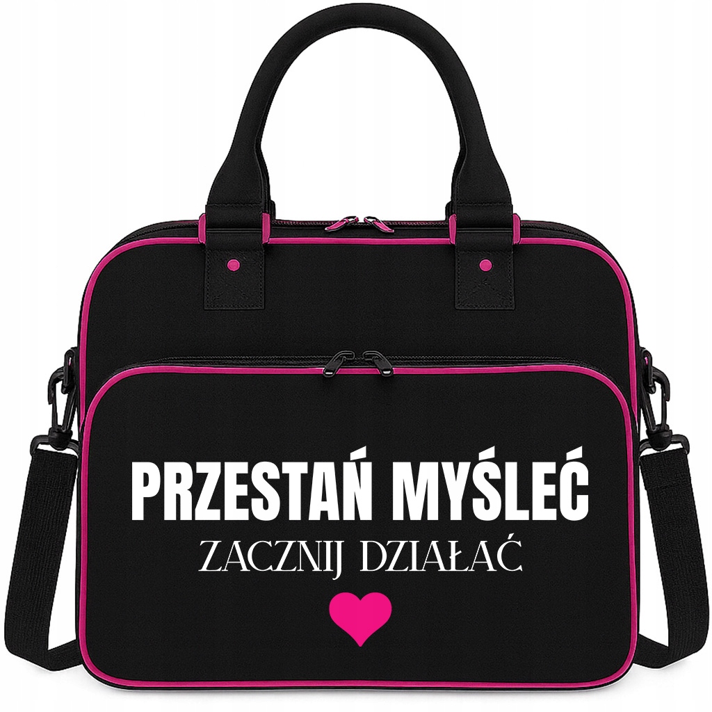 Torba Czarno-fuksjowa Zacznij Działać Siłownie Trening Joge Fitness Pilates