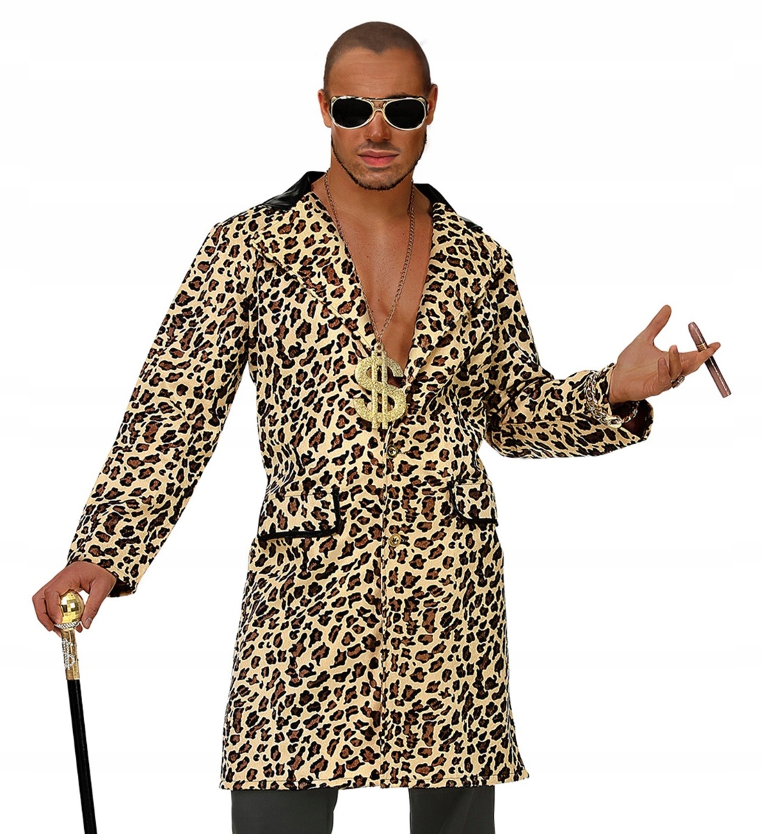 Kostým Alfonsa Kabát Pimpa Hustlera S Leopardím Vzorem Playboye M/L