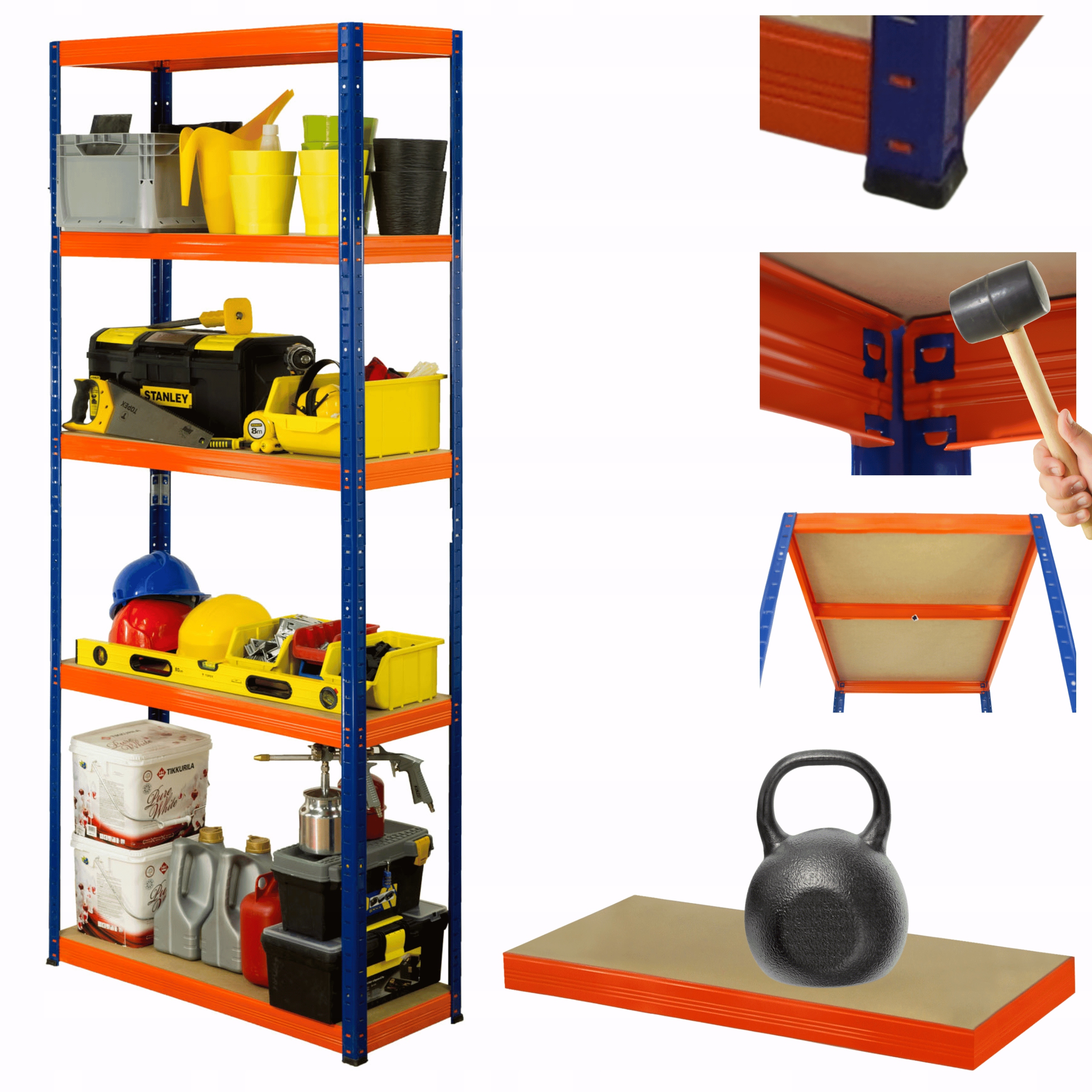 Kovový skladový regál Helios 180x100x40 cm 5Px175 kg Trvanlivý Poľský