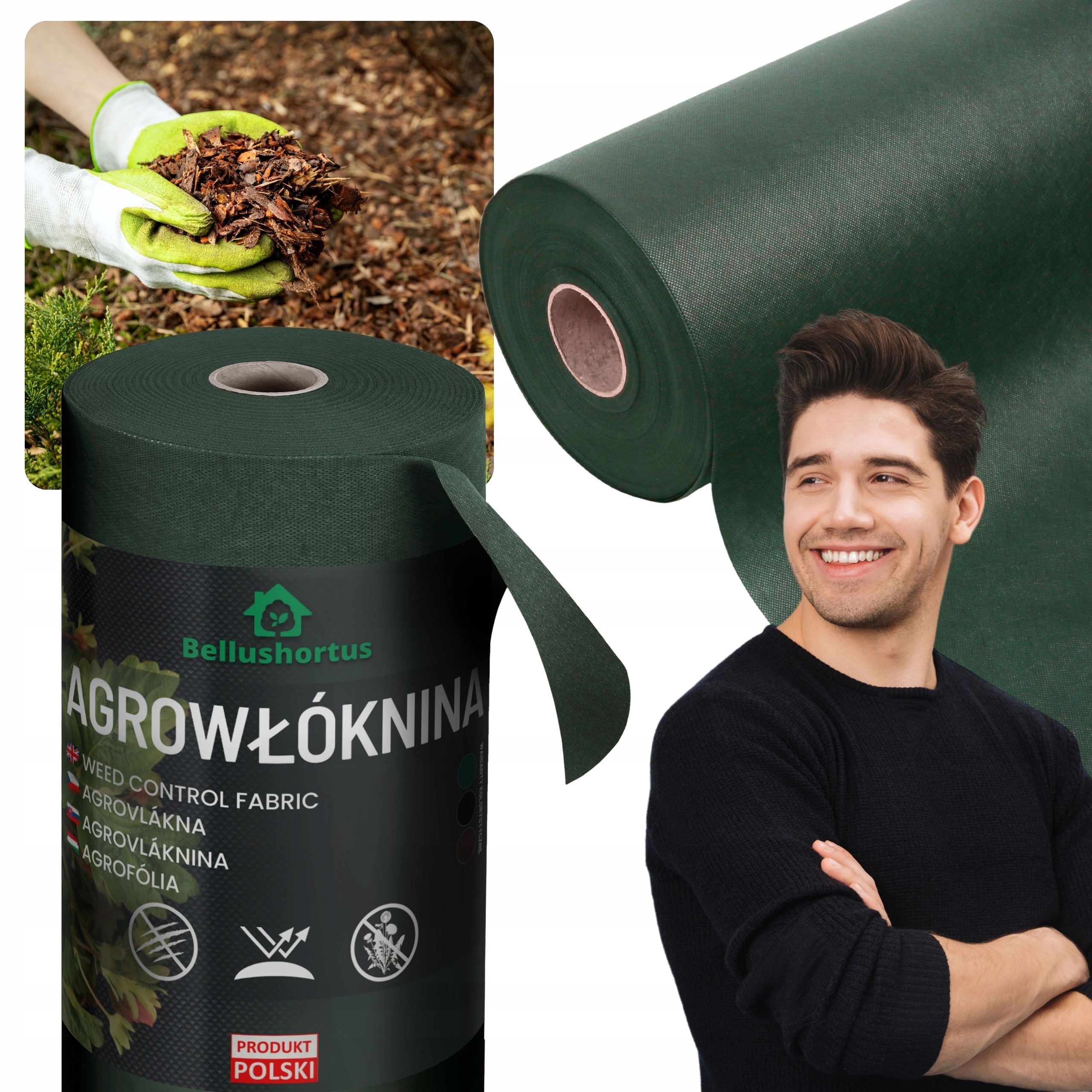 Zielona Agrowłóknina mata Na Chwasty Ściółkująca Uv 50g/m2 1,6 m x 50 m