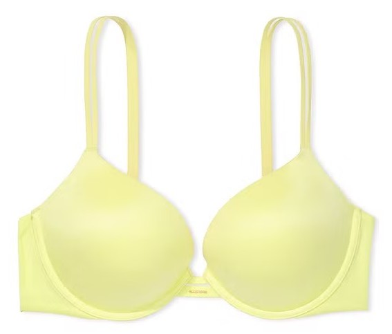 Podprsenka hladká Victoria's Secret push-up zirkony žlutá neonová 75E (34DD)