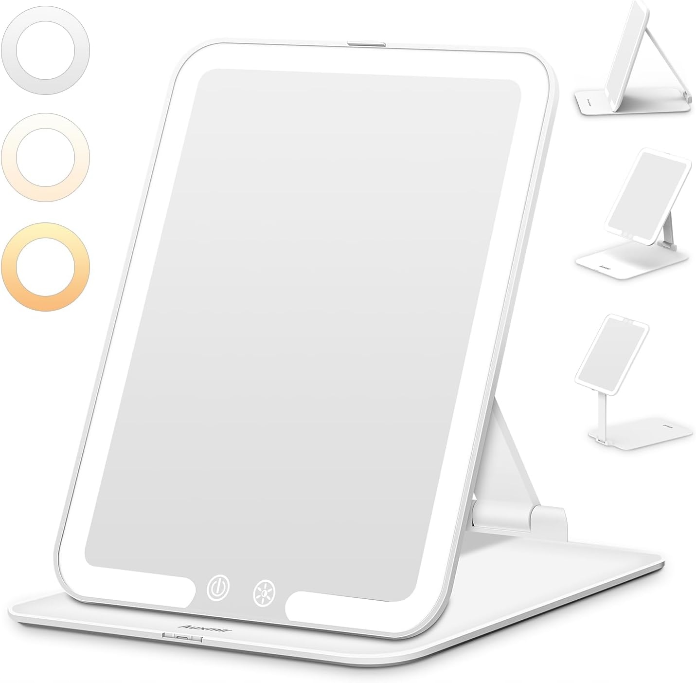 Led Cestovní Skládací Kosmetické Zrcátko Usb 3 Barvy Světla