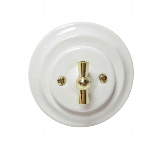 Otočný keramický spínač světla Antica retro gold dvojitý bez rámečku