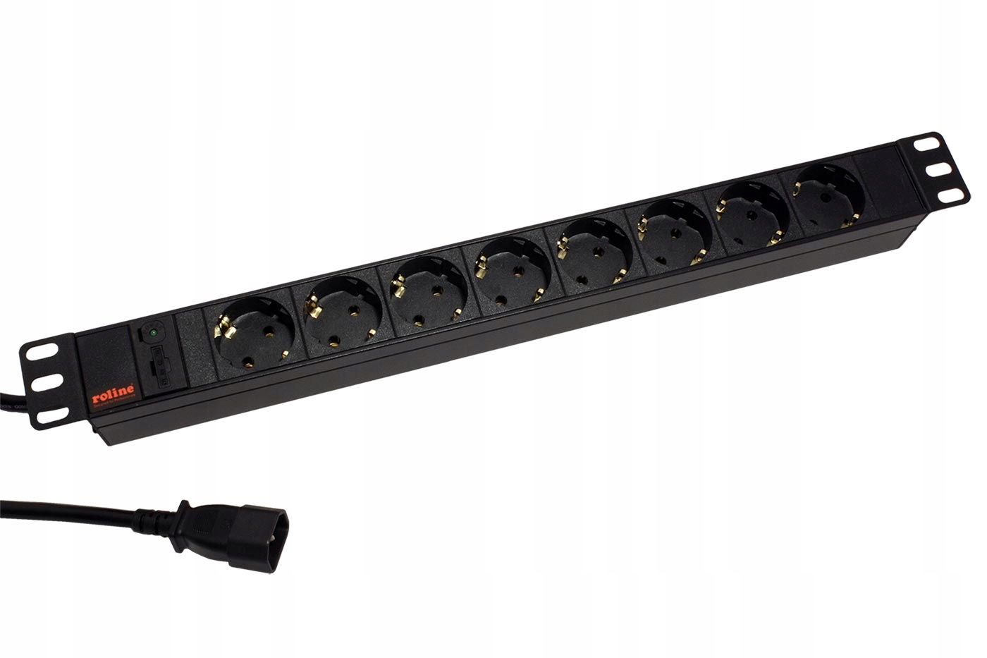 Roline 19" napájecí panel 1U,8x zásuvka DE,vidlice IEC320 C14,černý,2,0 m