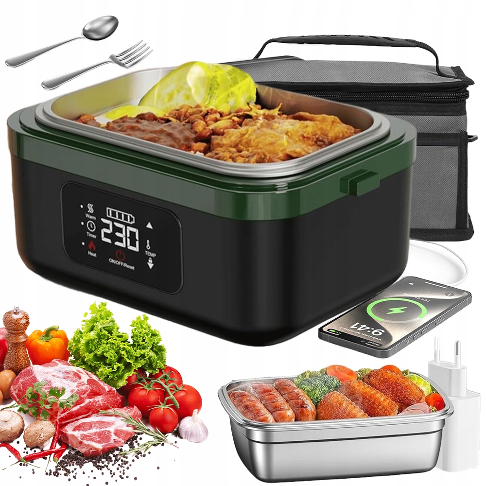 Elektrický Ohřívač Oběda 60 W Vyhřívaný 1000 ML Akumulátor 16000 mAh