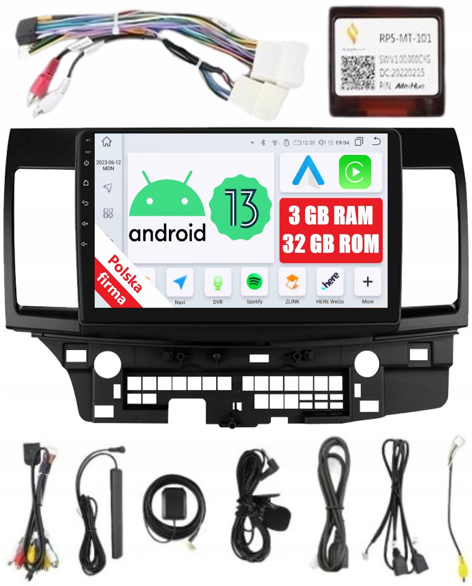 Rádio 2DIN Android 10,1" 3/32GB Mitsubishi Lancer IX 9 Carplay Lte Dsp