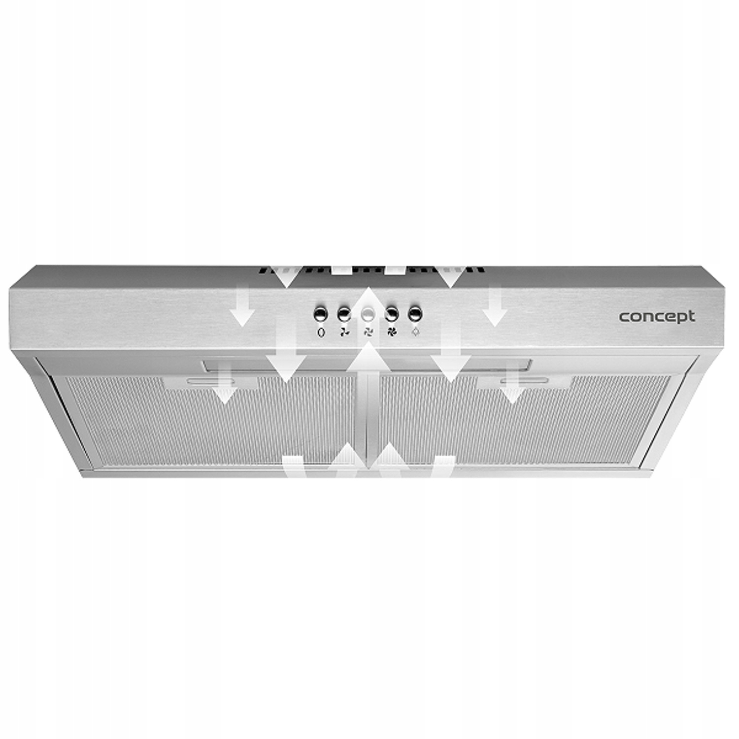 Okap podszafkowy 50cm ULTRA SLIM Concept OPP1250SS Maksymalna wydajność 136 m³/h