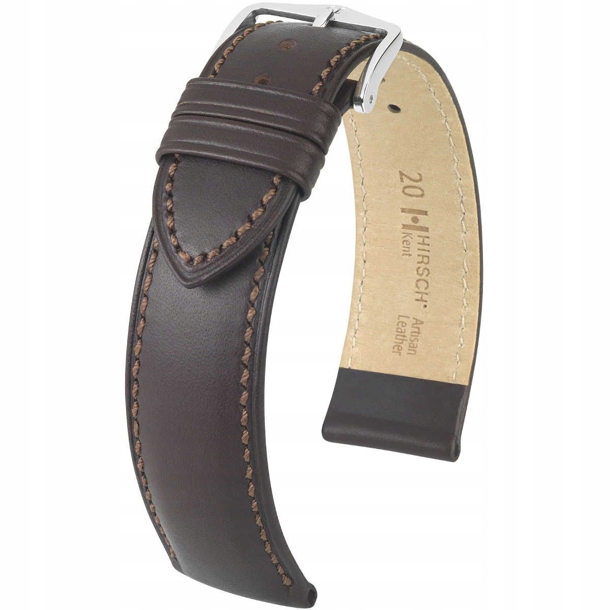 Hnědý kožený opasek 18 mm Hirsch Kent