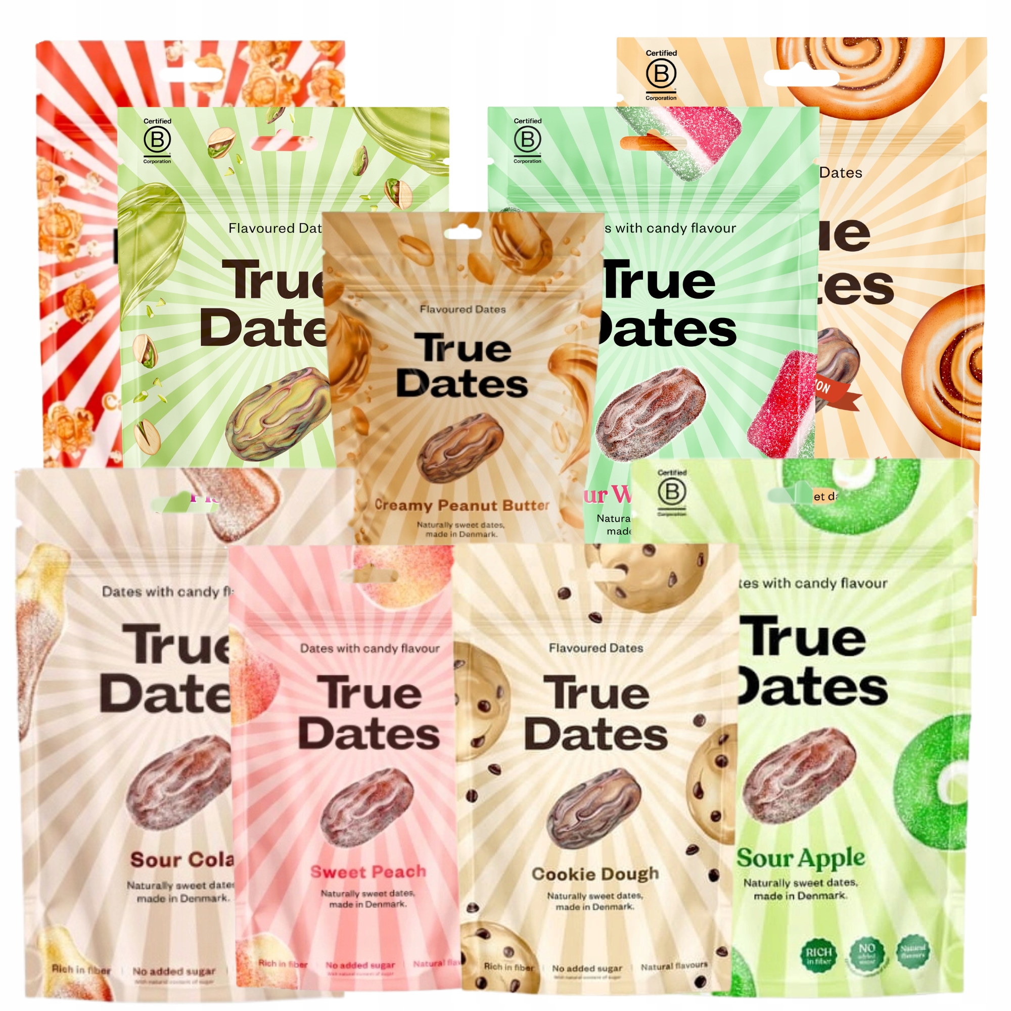Daktyle True Dates 9x 100g Bez Cukru mix smaków słodka przekąska Vege