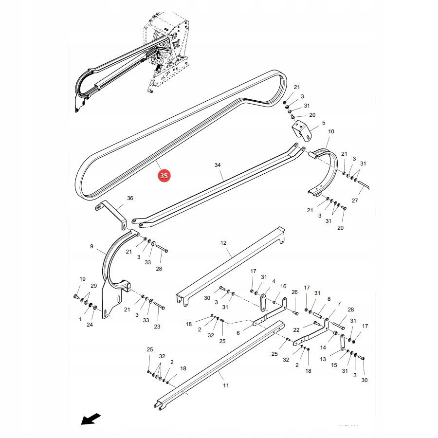 Pasek klinowy MF Fendt LA344311131 Gates 1923295 Marka maszyny Inna