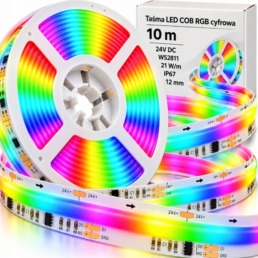 Rgb Cob Led páska 10 m digitální IP67 voděodolná pro dekoraci nábytku a pokoje