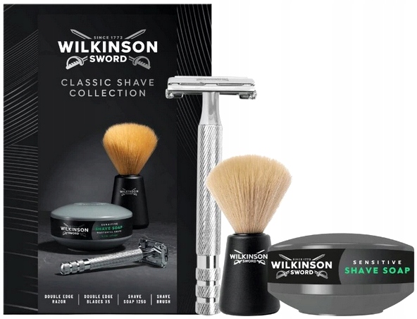 Sada Na Holení Holicí Strojek Na Žiletky Mýdlo Štětec Wilkinson Barber's Style