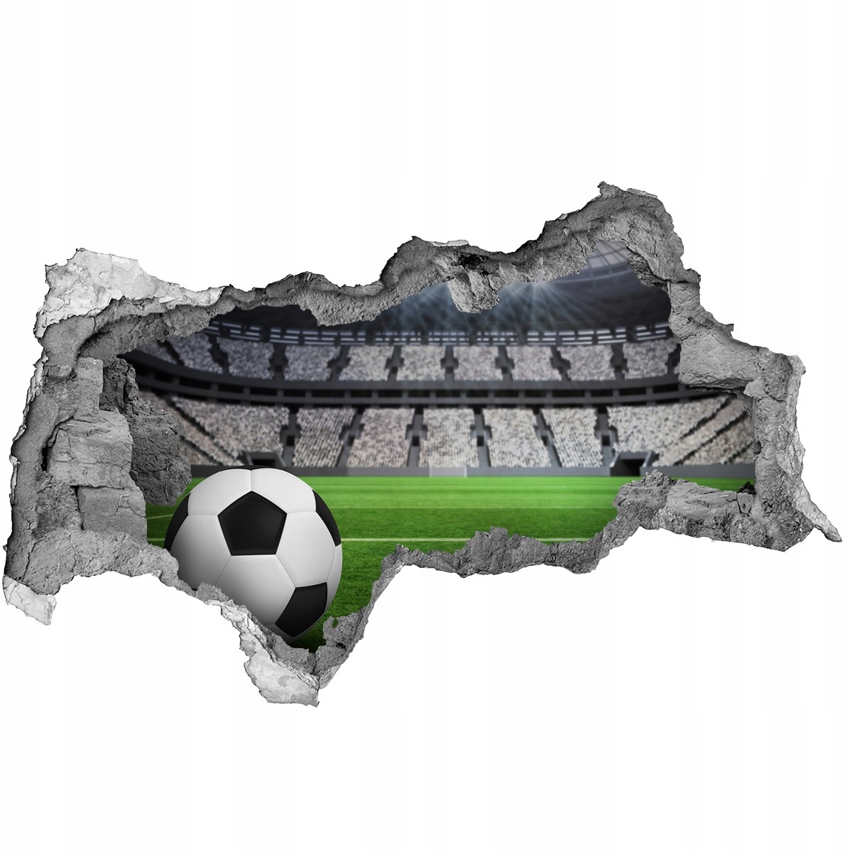 

Fototapeta dziura na ścianę 3d Piłka na stadionie