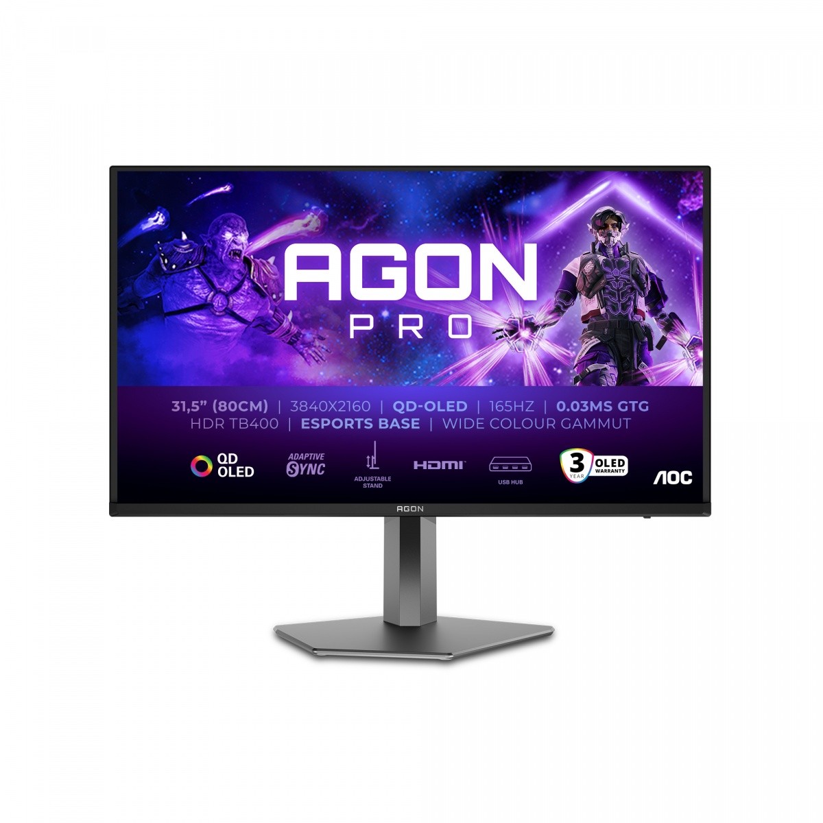 Aoc Monitor AG326UD 31.5 palca 4K Qd-oled 165Hz HDMIx2 Dp Pivot Reproduktory