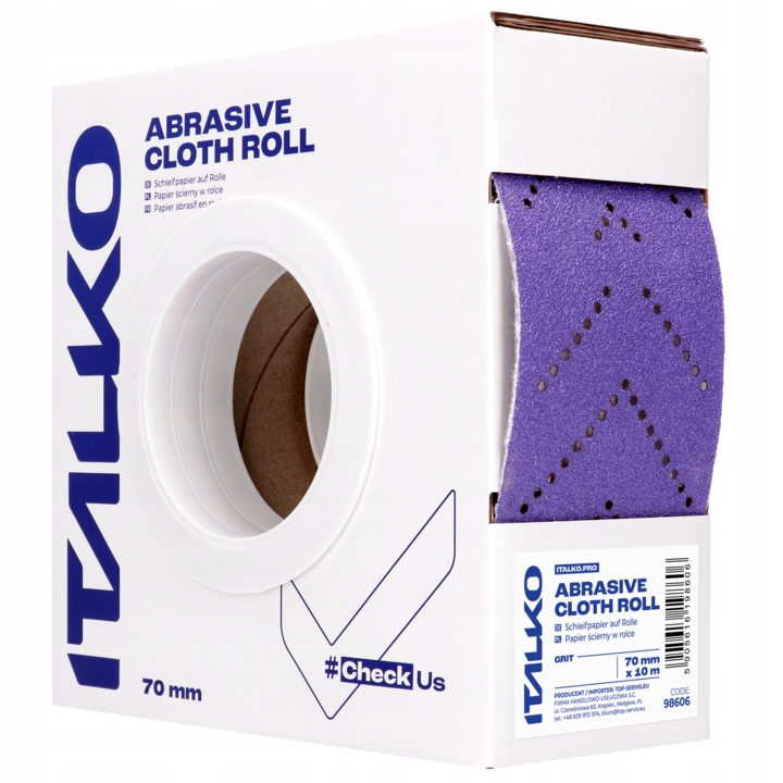 Italko Papier Ścierny Ceramiczny W Rolce Na Rzep 70mm x 10m Arkusz P240