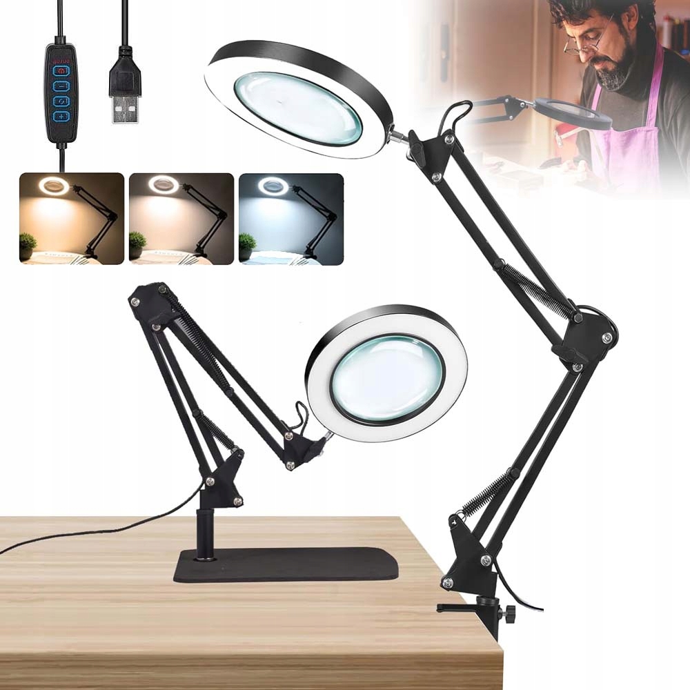 Zvětšovací Brýle 8X Led Nabíjené Přes Usb Hodinářství Se Svorkou