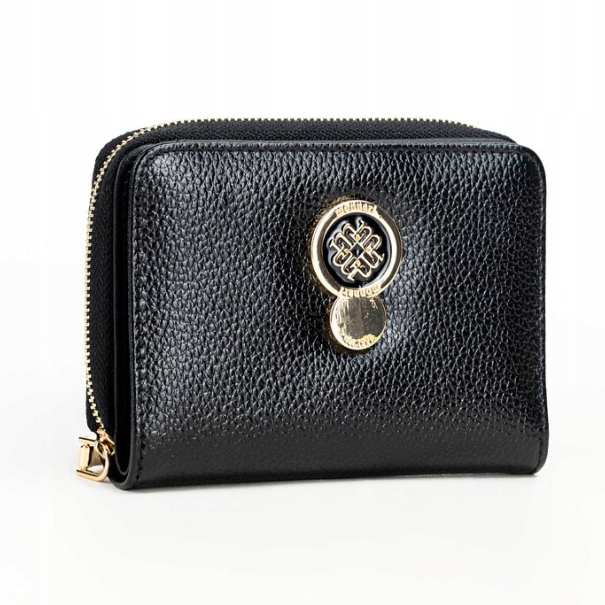 Monnari Portfel Damski Skórzany Czarny Błyszczący