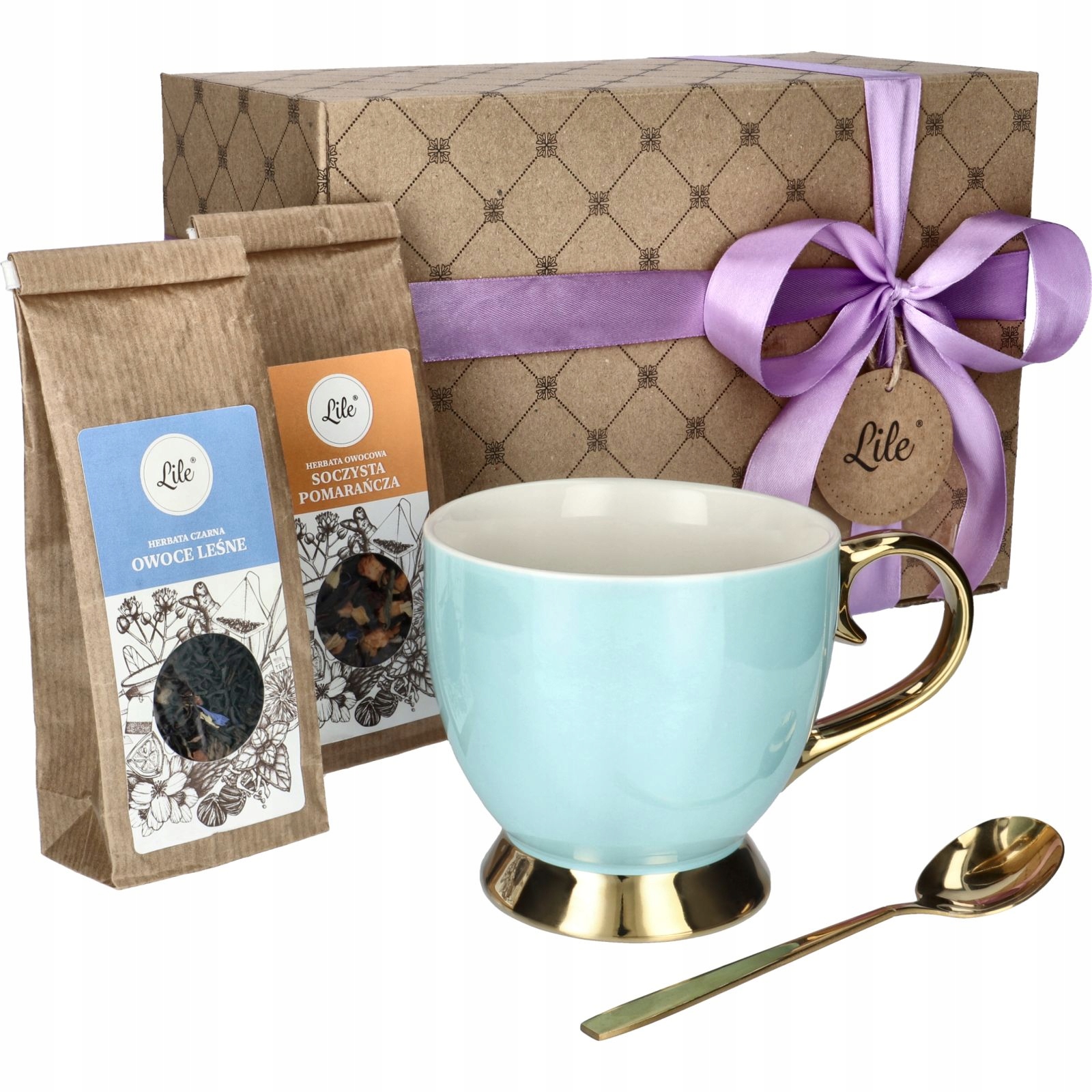 Šálek a čaj dárková sada giftbox, vánoční svatební dárek