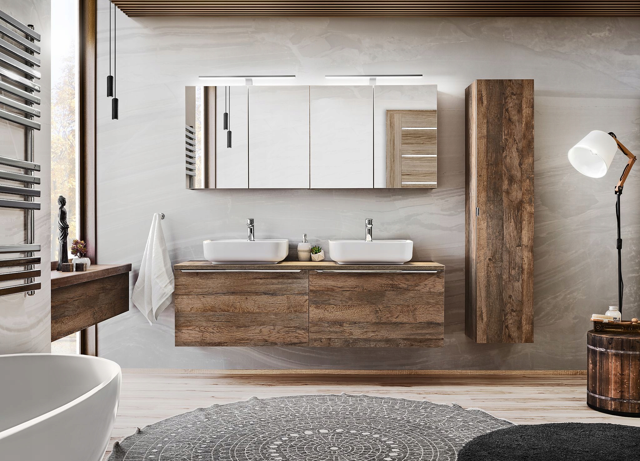 ZESTAW MEBLI ŁAZIENKOWYCH SANTA FE OAK 160 CM