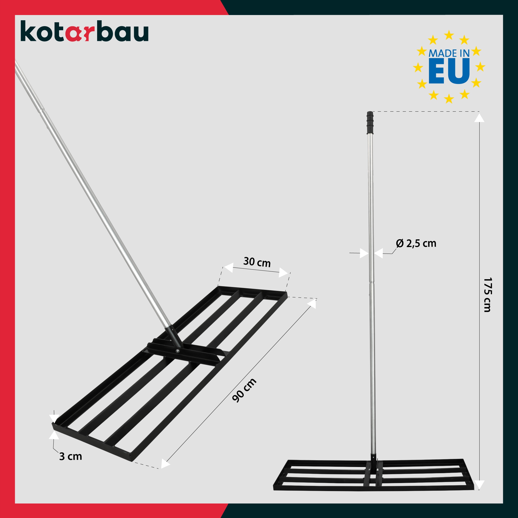 NIWELATOR RĘCZNY STALOWY DO TERENU TRAWNIKA KRETOWISK RÓWNIARKA TRZON 90x30 EAN (GTIN) 5904994091981