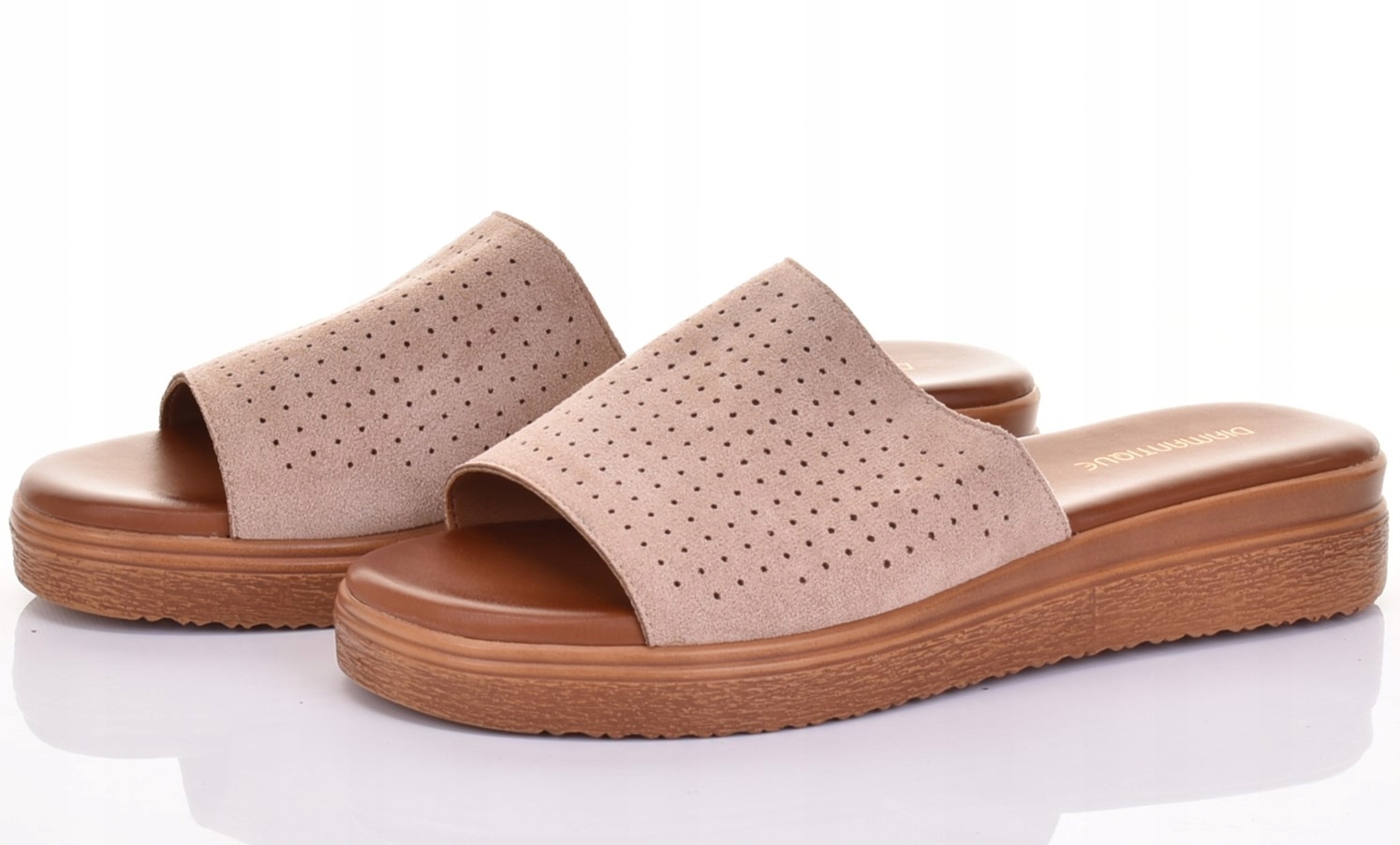 KLAPKI DAMSKIE SKÓRZANE NA KOTURNIE Z PIANKI LEKKE MEDYCZNE NA LATO Rozmiar 36