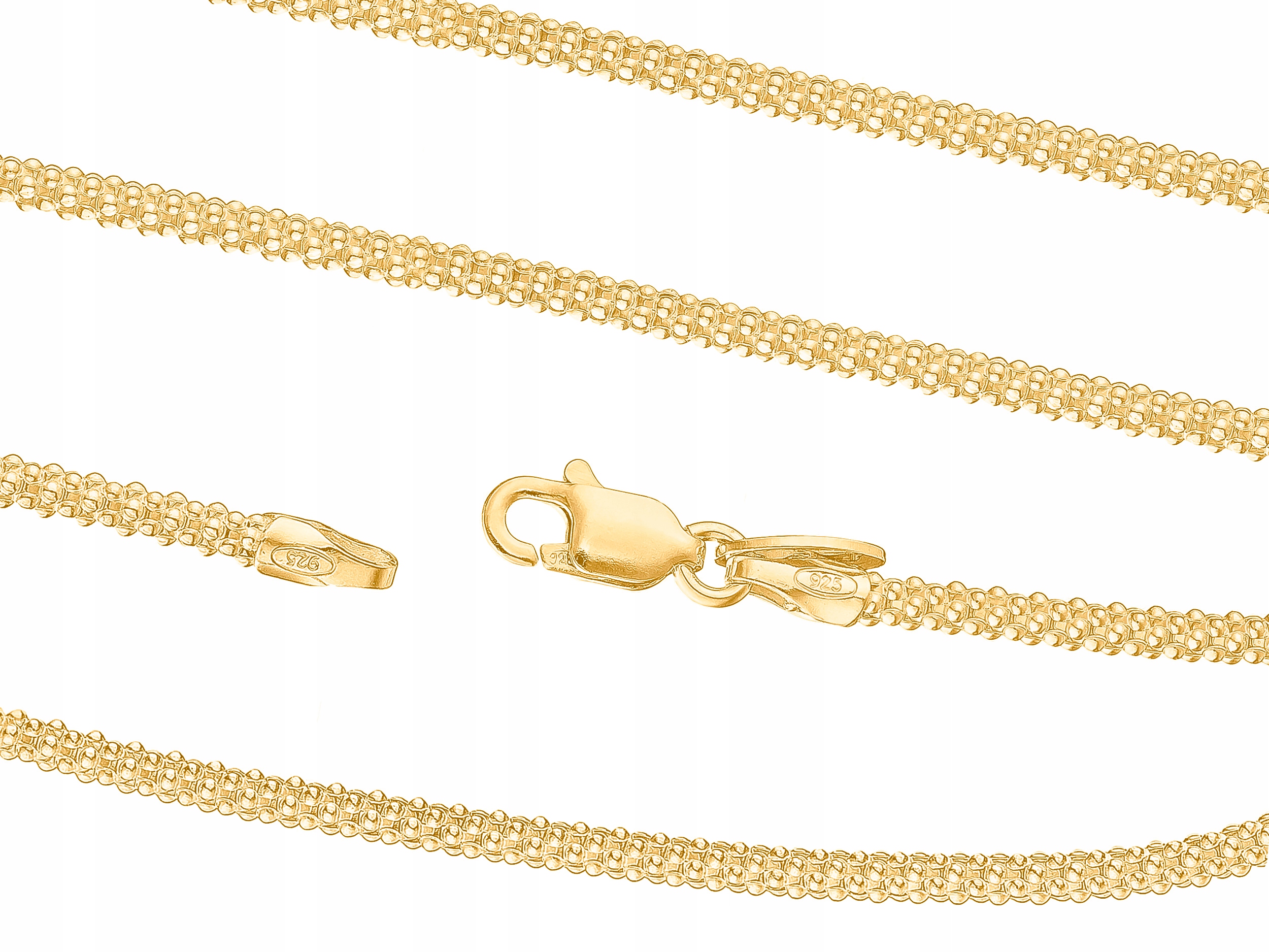 Krátký Stříbrný Pozlacený Dámský Řetízek Popcorn 2mm Coreana Choker 32cm