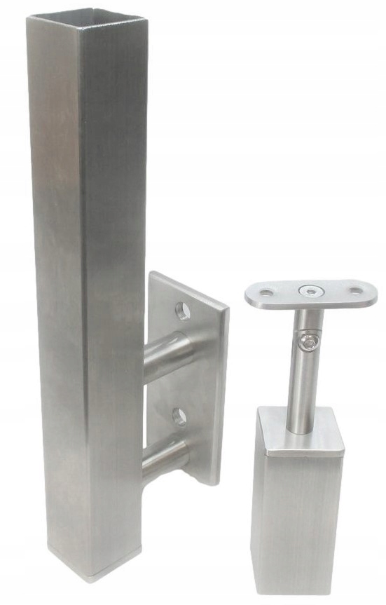 Kování 50X50 MM, Ploché Madlo, Aisi 304, Výbrus, Nerezová Základna Sloupku