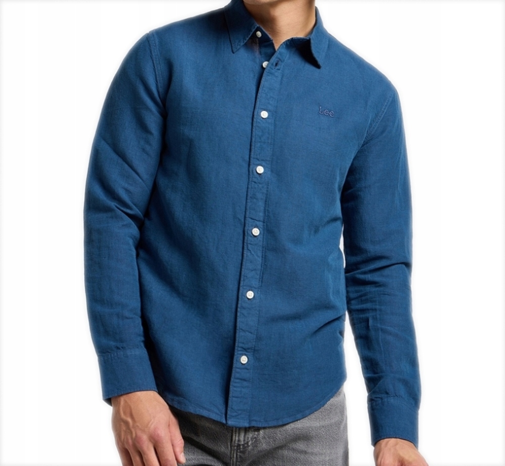 Modrá košile Lee Patch Shirt lněná Orion XL