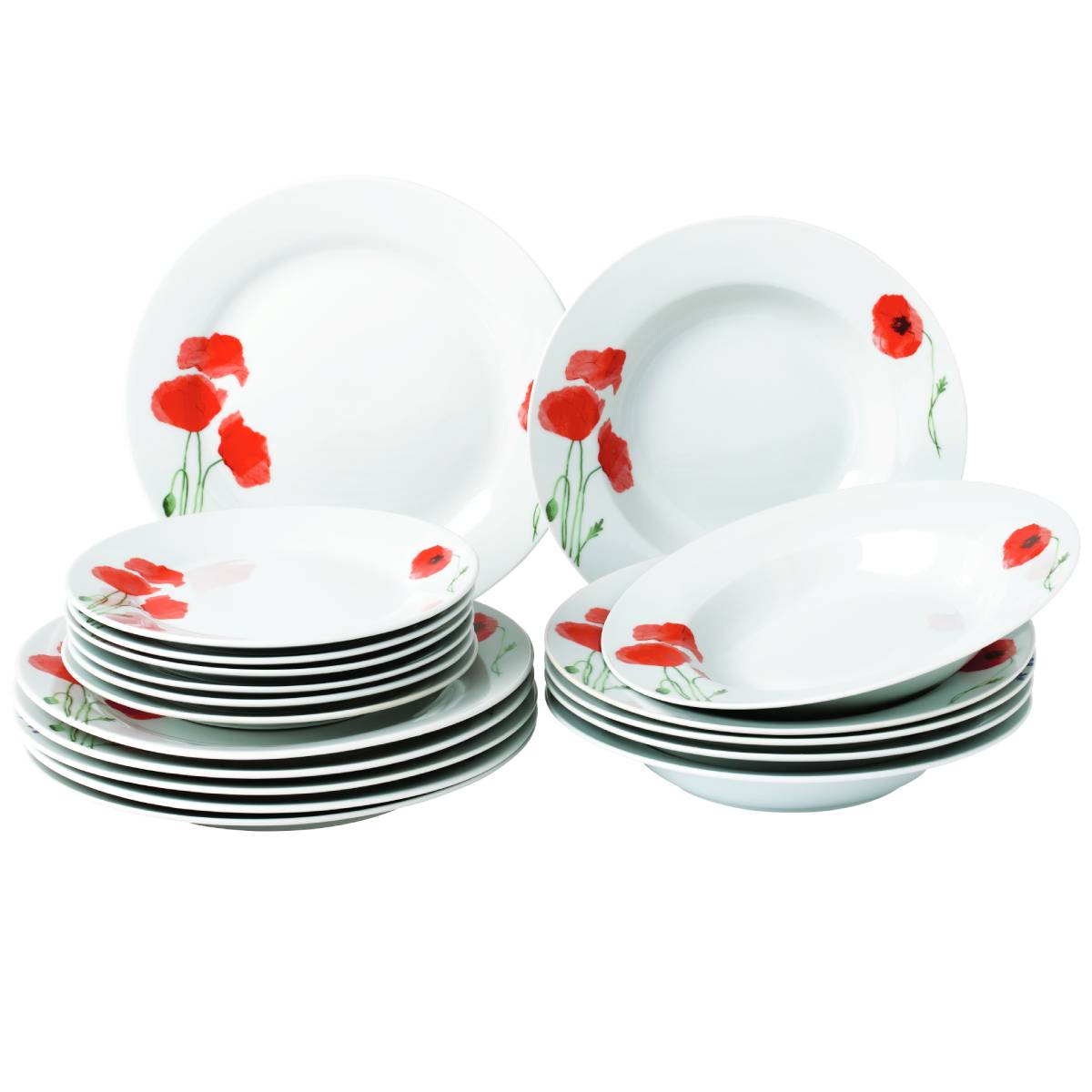 Komplet Talířů Jídelní Servis Porcelán 18EL