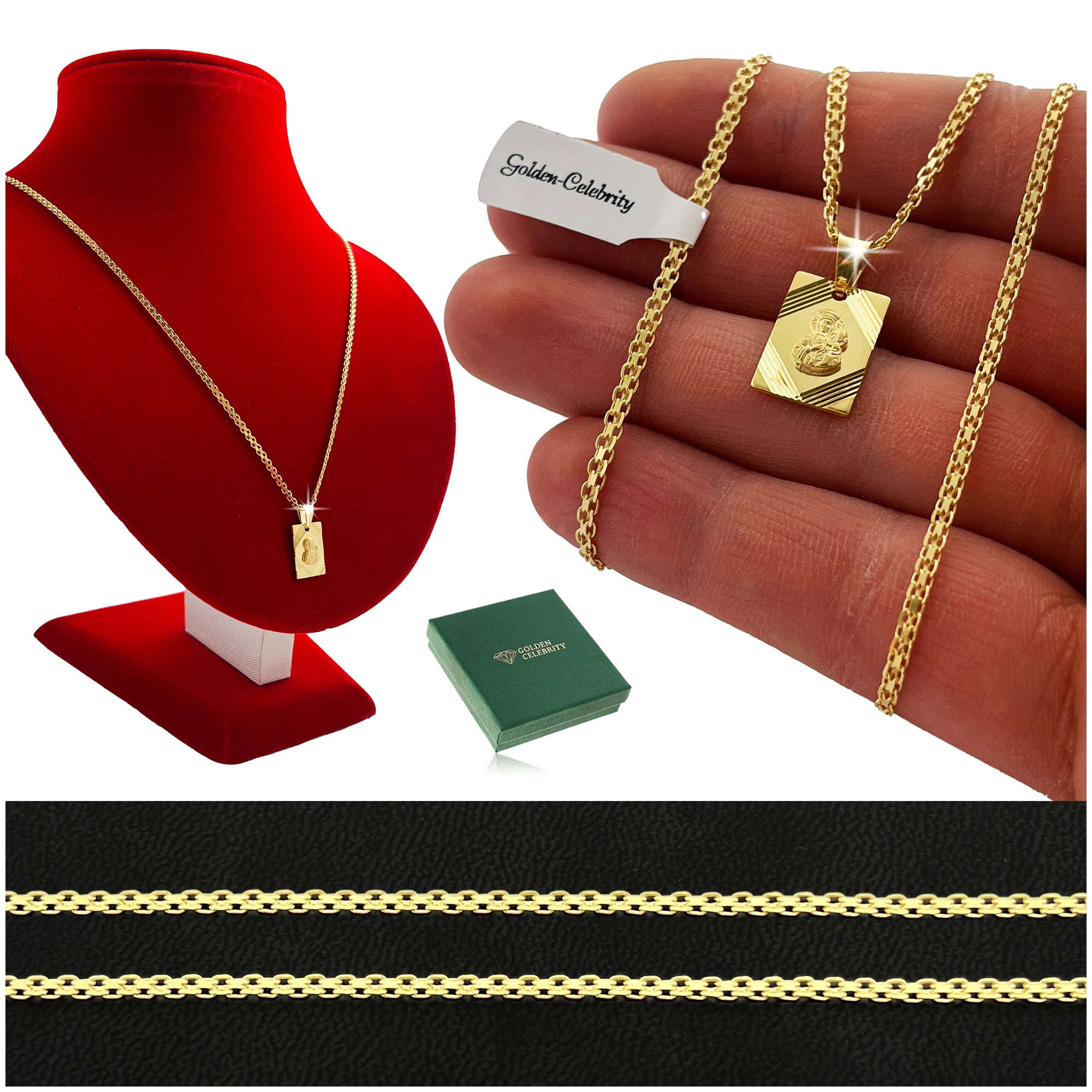 Krásný Dámský Řetízek Medailon Maryja Věnování Bonus 60 CM 2 MM