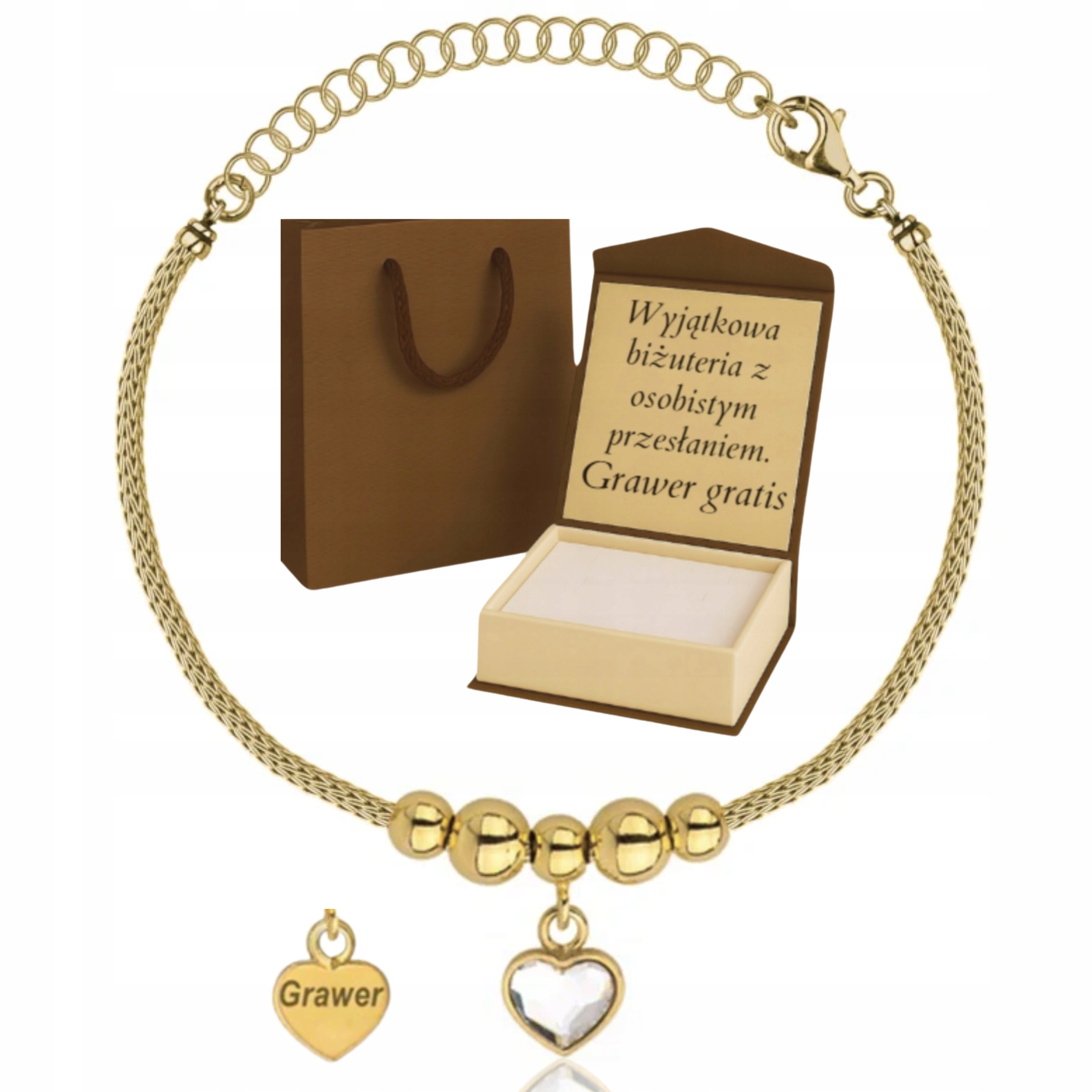 Zlatý Dámský Italský Náramek Liščí Ocas Srdce 585/925 Plný Gravírování