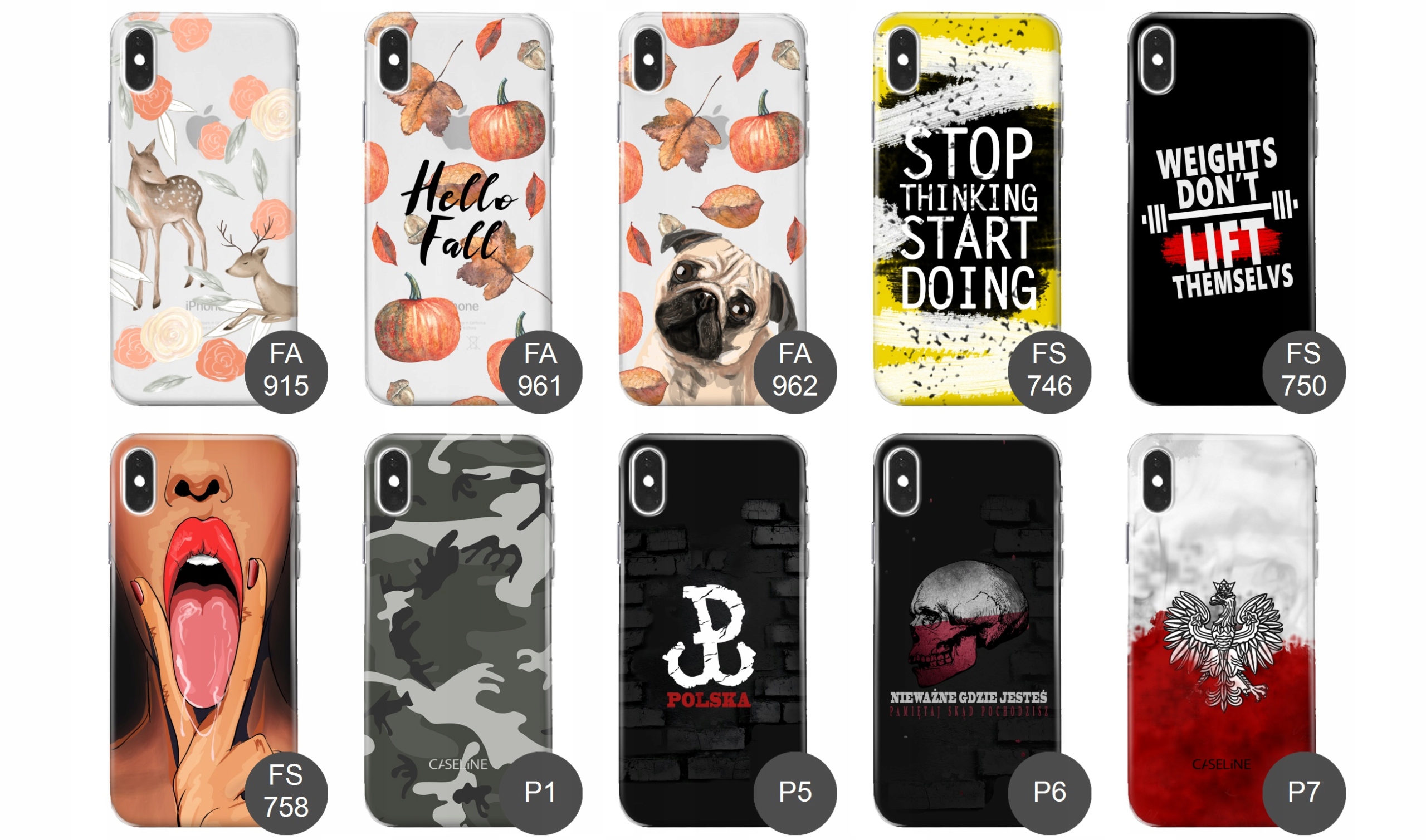 etui do iPhone XS case guma wzory prezent