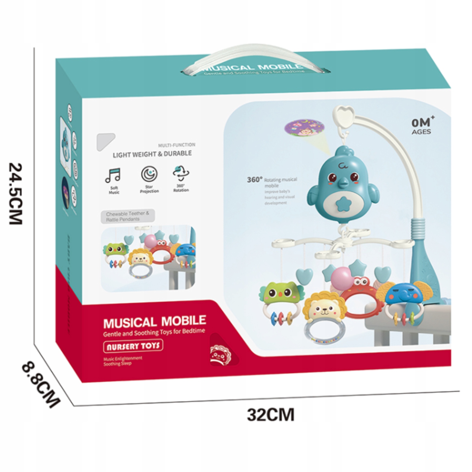 KARUZELKA DO ŁÓŻECZKA POZYTYWKA PROJEKTOR ZWIERZĄTKA USYPIACZ DLA DZIECKA Wiek dziecka 0 +