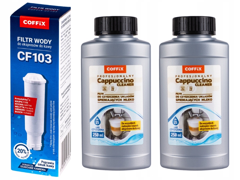 Zestaw Melitta, Krups FIltr Zamiennik Coffix Cappuccino Cleaner 250ml-2szt