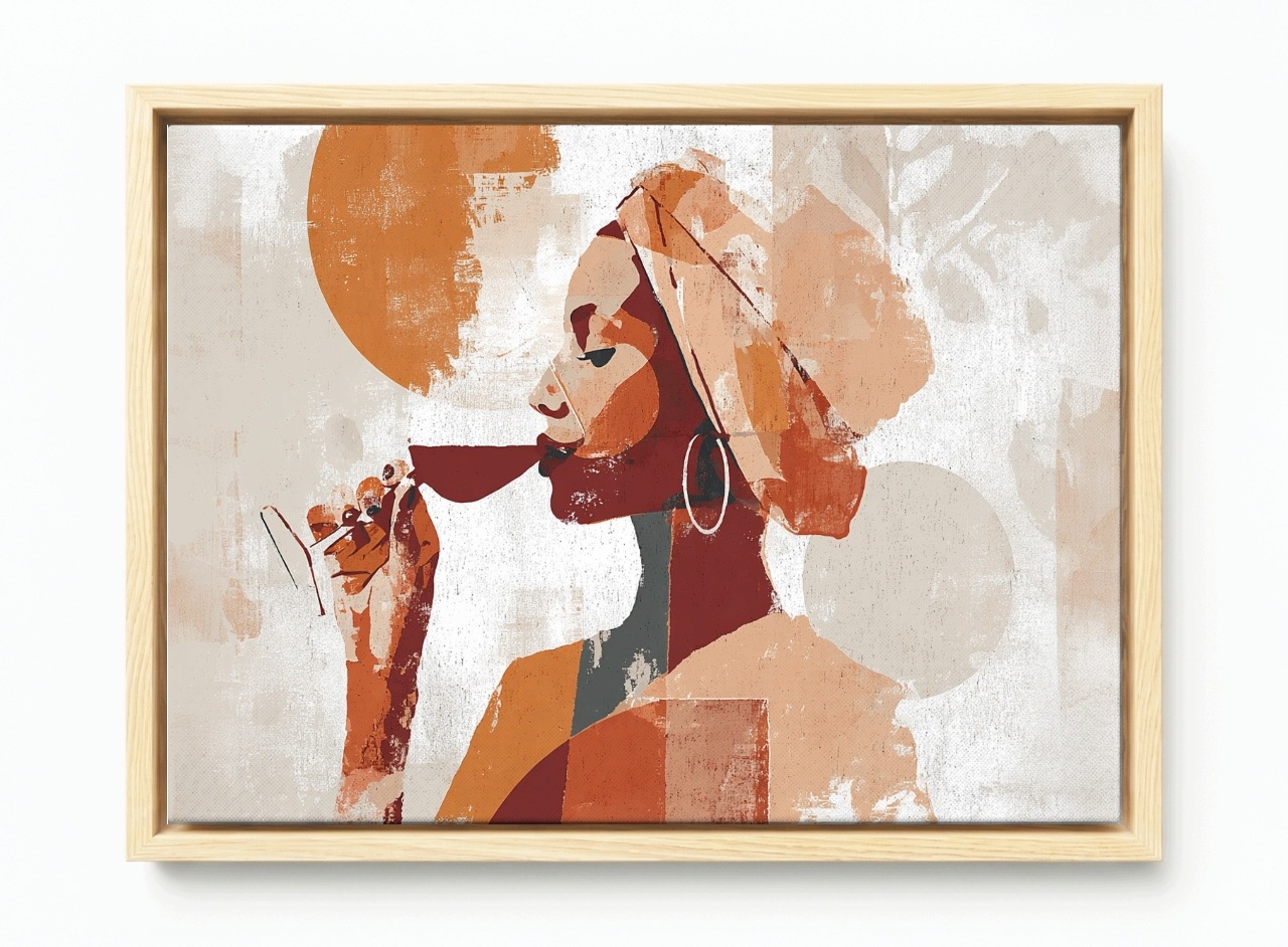 Obraz Rám Americký Box Abstrakce Žena Profil Portrét Víno Boho 60x40