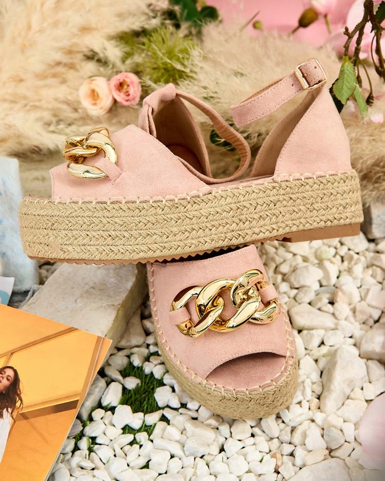 RÓŻOWE ESPADRYLE DAMSKIE AMOSSE 39 Wzór dominujący bez wzoru