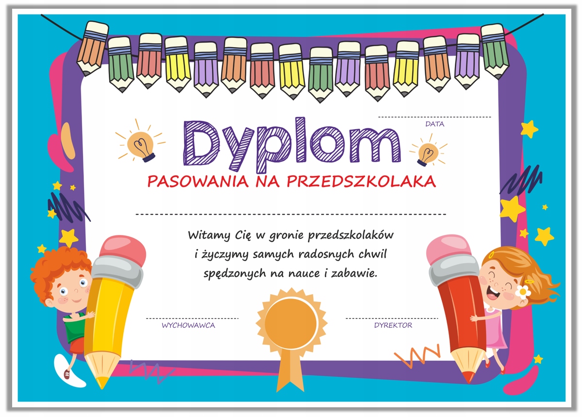 

Dyplom Pasowanie na Przedszkolaka A4 gruby papier