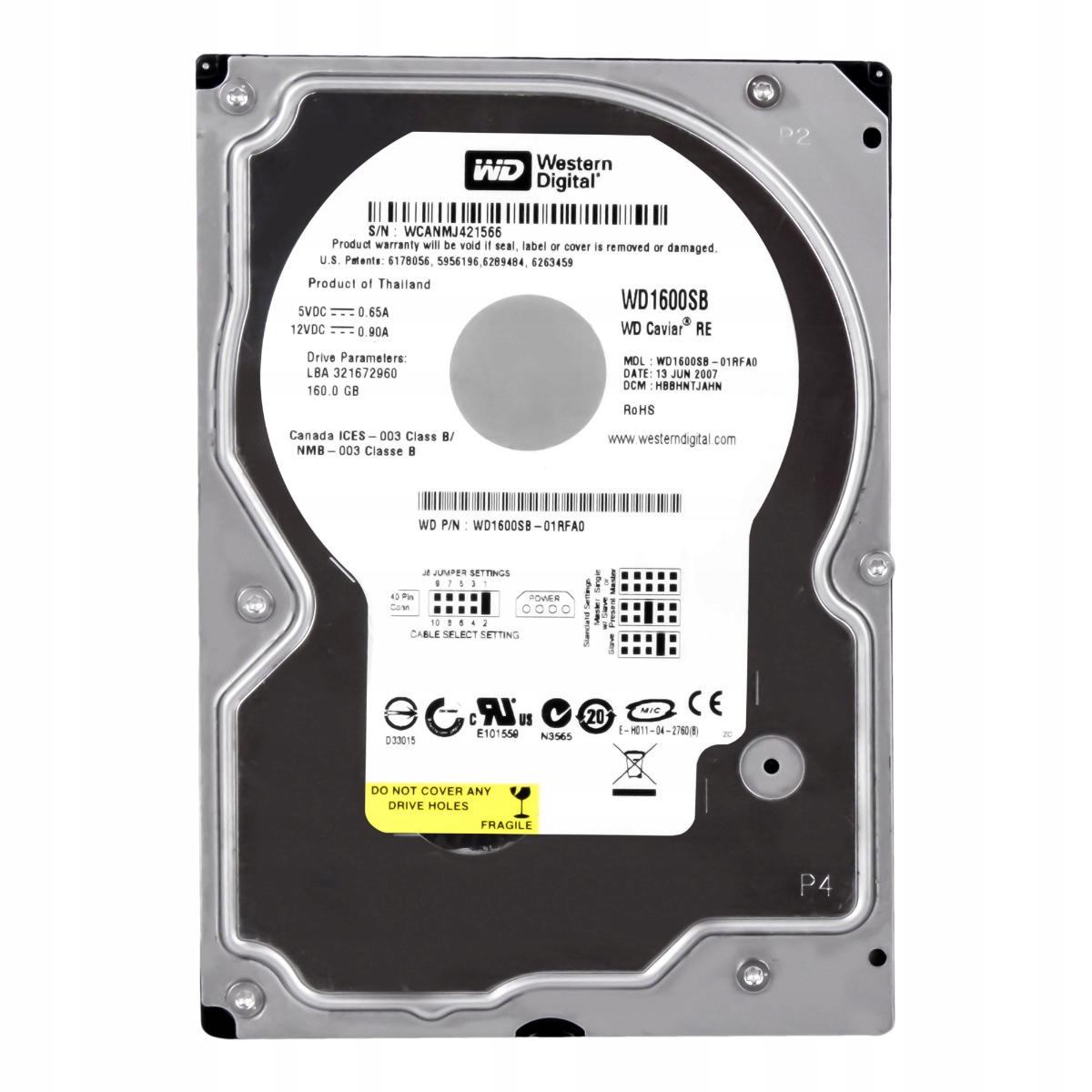 Wd Caviar Re 160GB 7.2K 8MB Ata 3.5'' WD1600SB