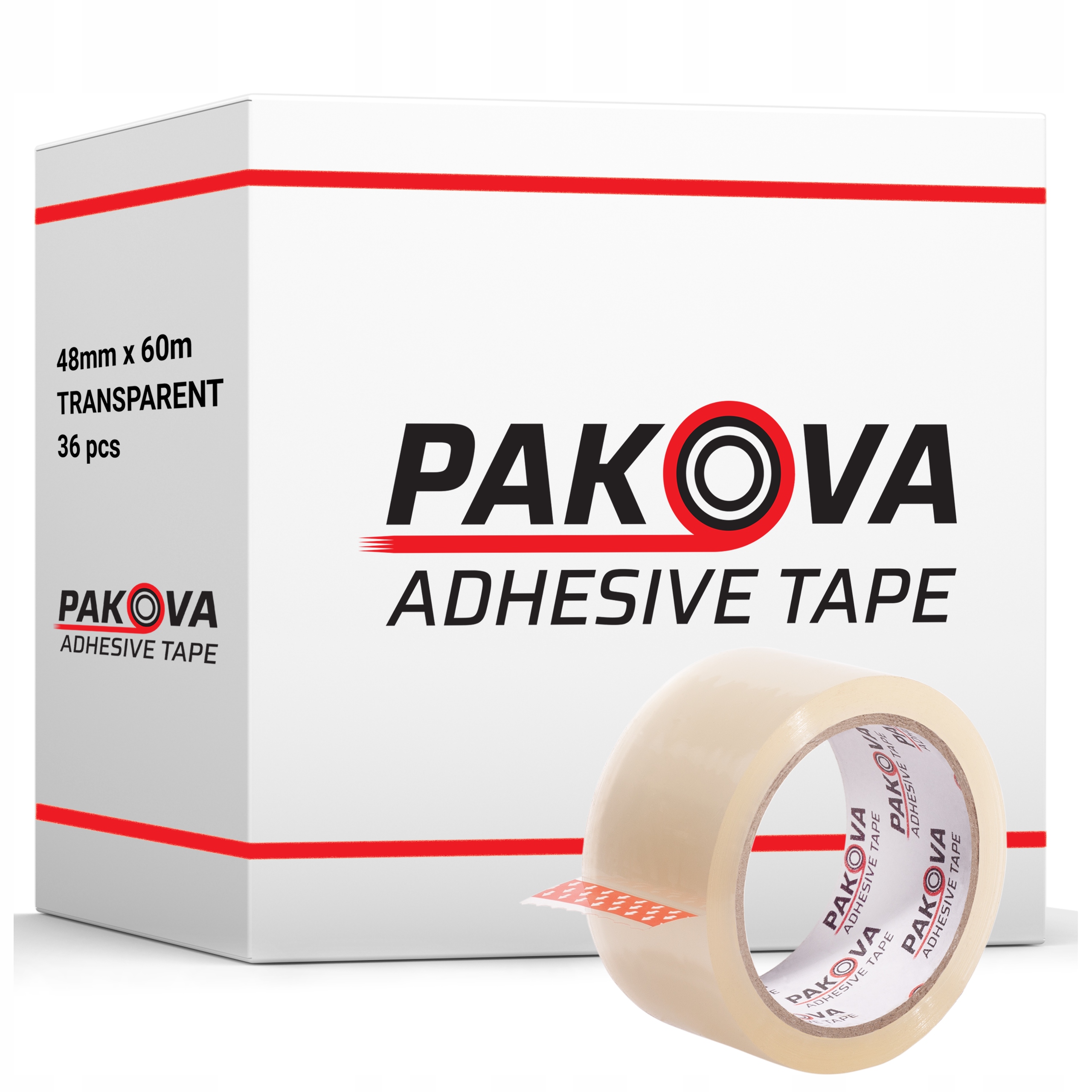 Taśma Pakowa Transparent 48/66y Klejąca Bezbarwna Pakova 36szt