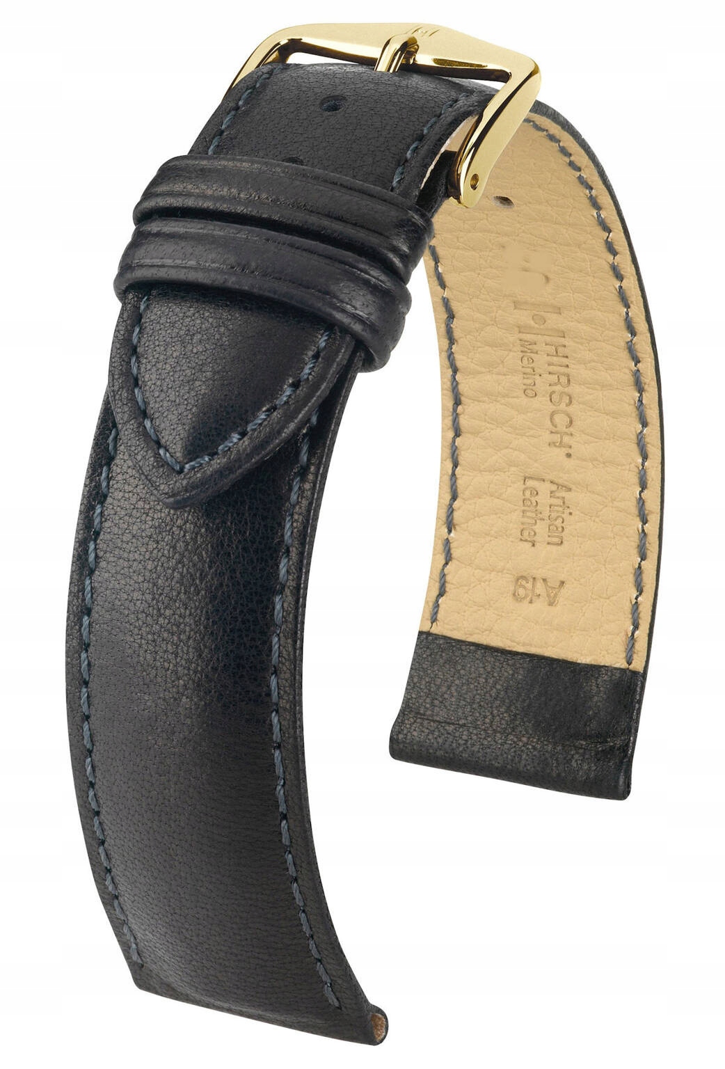 Černý Kožený Voděodolný Řemínek Pro Hodinky 19 mm Hirsch Merino M 0120615
